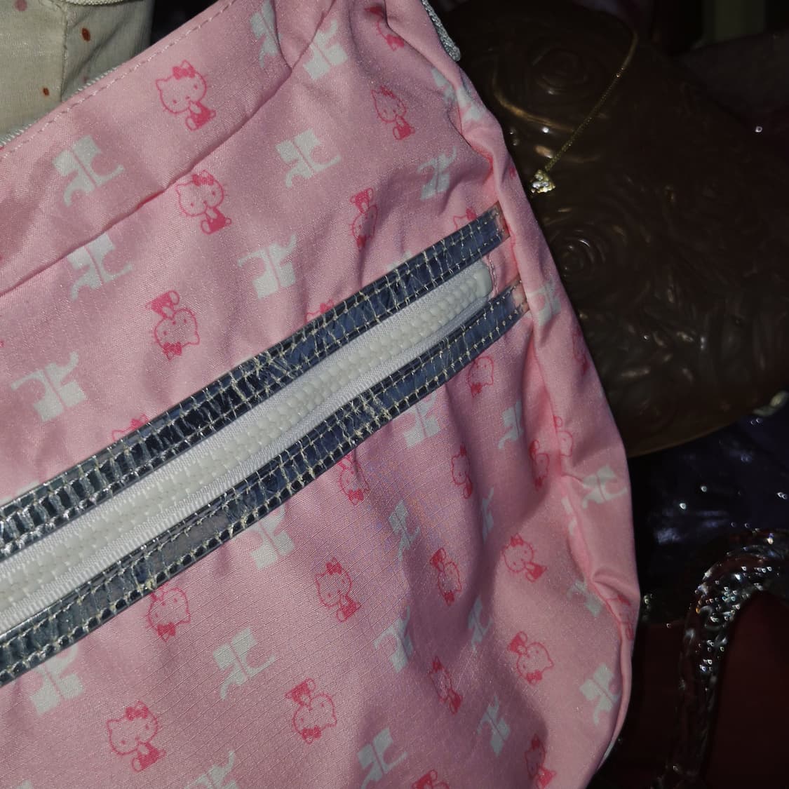 09s 꾸레쥬 x 키티 핑크 나일론 리본 2way백 상품이미지8