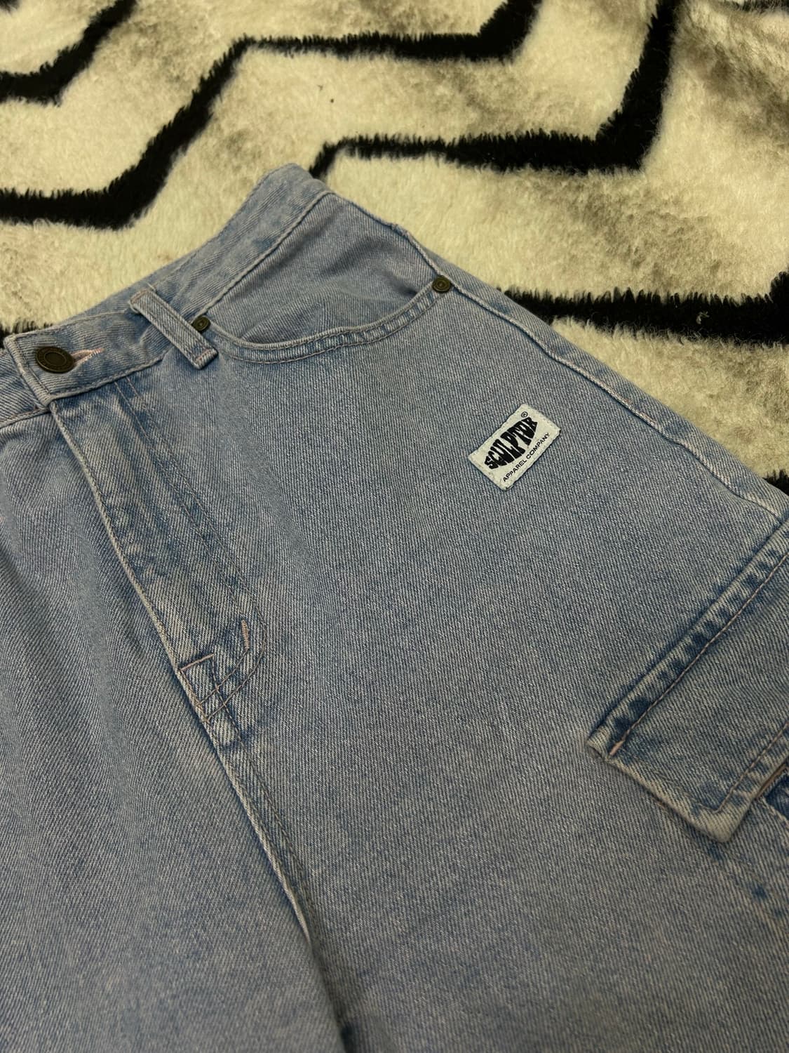 [S]스컬프터 와이드 카고 핑크워싱 데님팬츠 상품이미지1