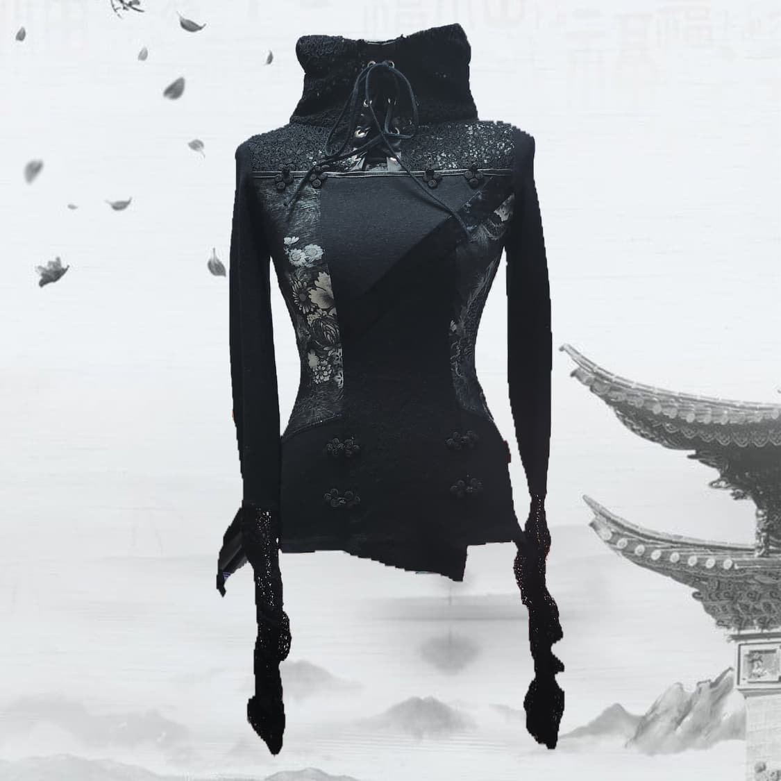 오즈온 오즈크로스 Ozz on 빈티지 오리엔탈 하이넥 롱슬리브 상품이미지1