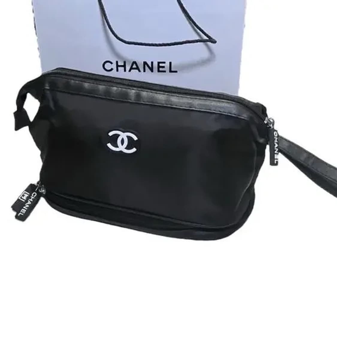 샤넬뷰티 화이트 로고 빅 파우치 클러치 블랙  상품이미지7