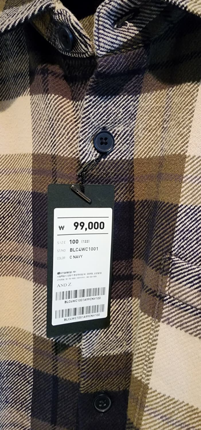 (새상품)ANDZ 오버핏 아우터형 체크 셔츠 L 상품이미지5