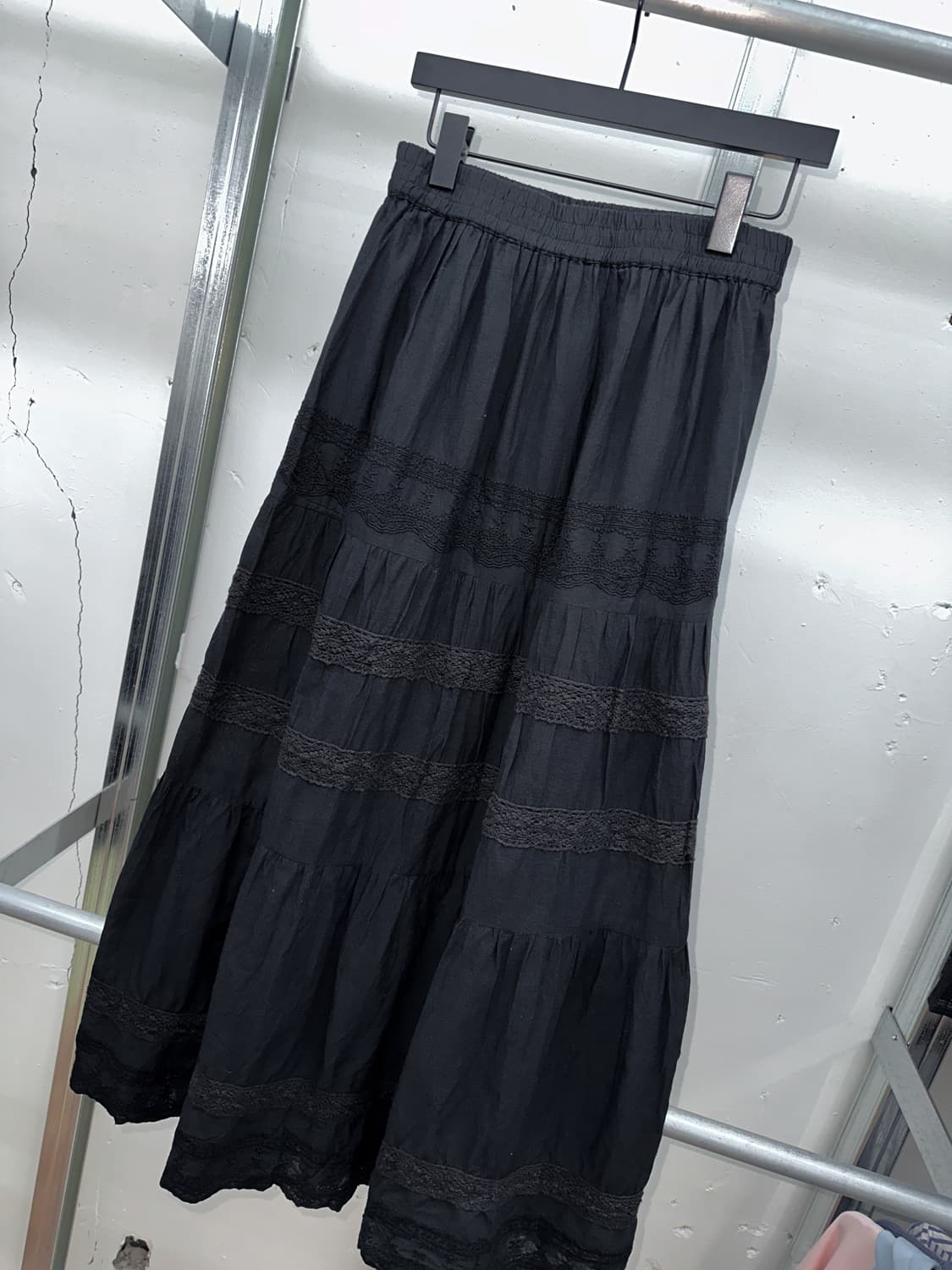 washed black lace long skirt 상품이미지1