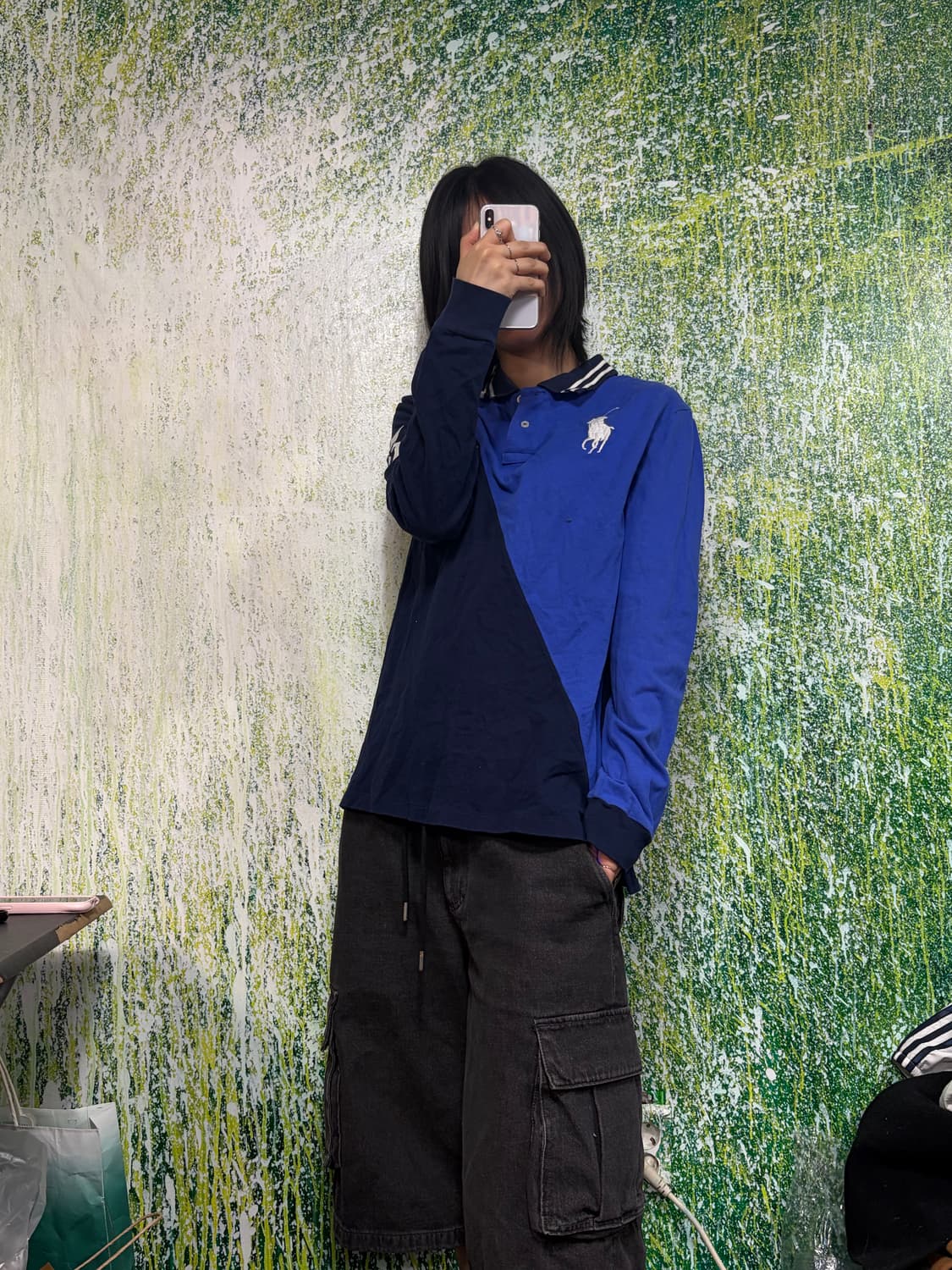 폴로 빅포니 치프키프 네이비 블루 배색 자수 럭비티 롱슬리브 키즈 XL 상품이미지3