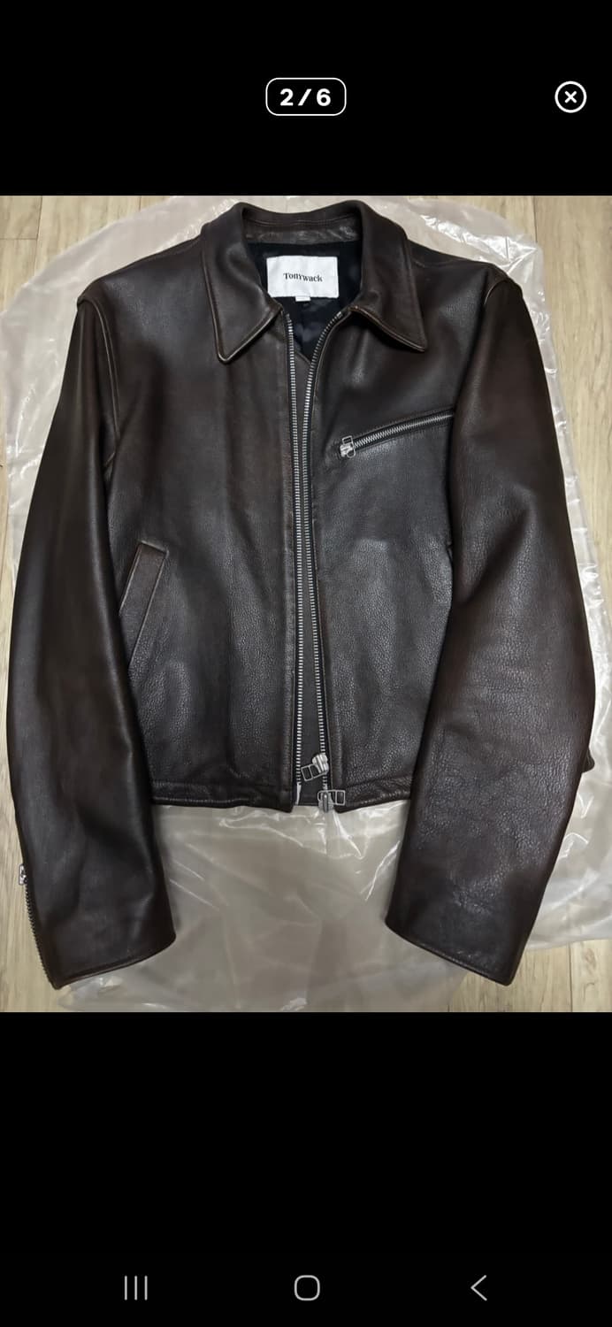 토니웩 크롭 레더자켓 브라운 L 상품이미지3