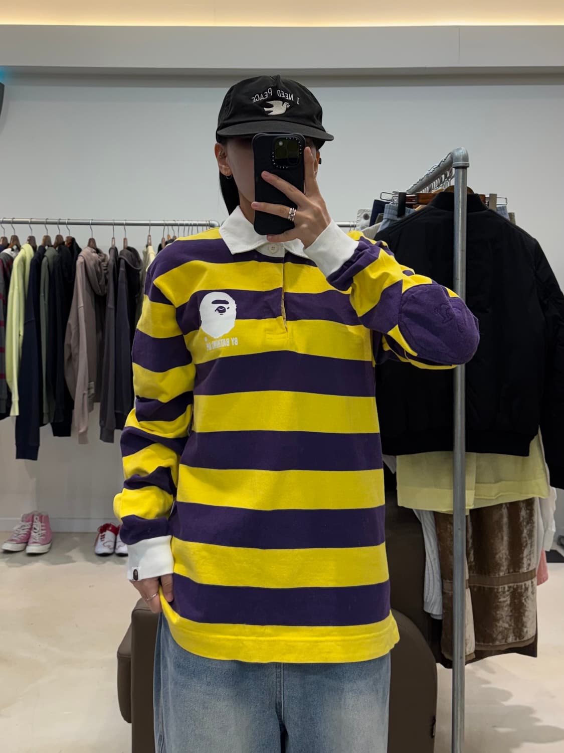 베이프 스트라이프 긴팔 럭비 셔츠 상품이미지5