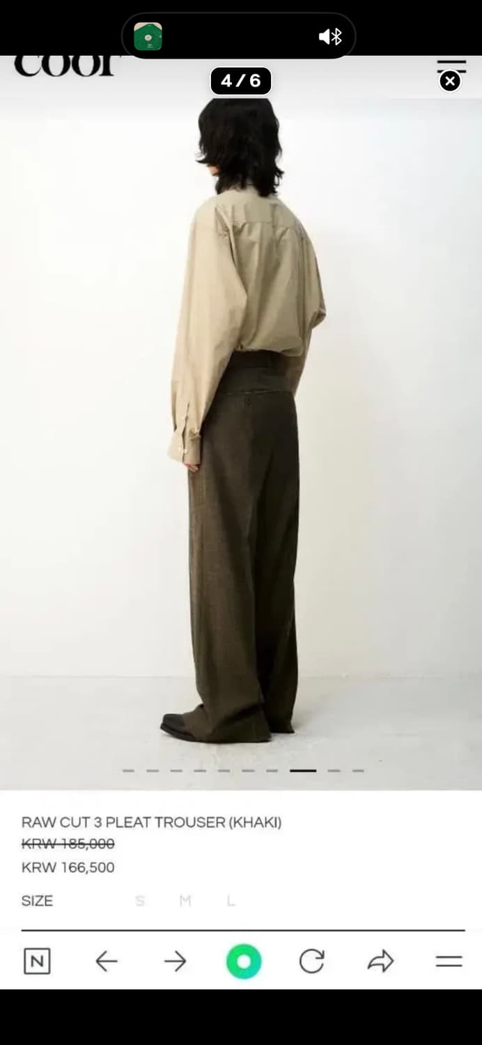 쿠어 23fw Raw cut 3 pleat 트라우저(카키) 상품이미지3