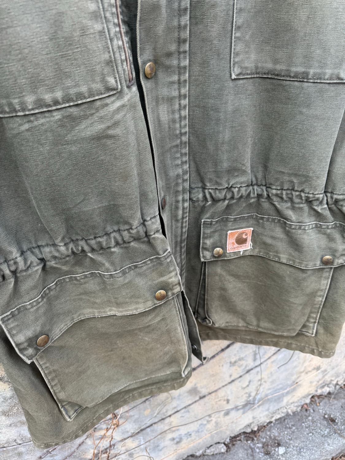 90s 칼하트 빈티지 pb2366 모스그린 페이딩 워크 초어 자켓 코트 상품이미지5