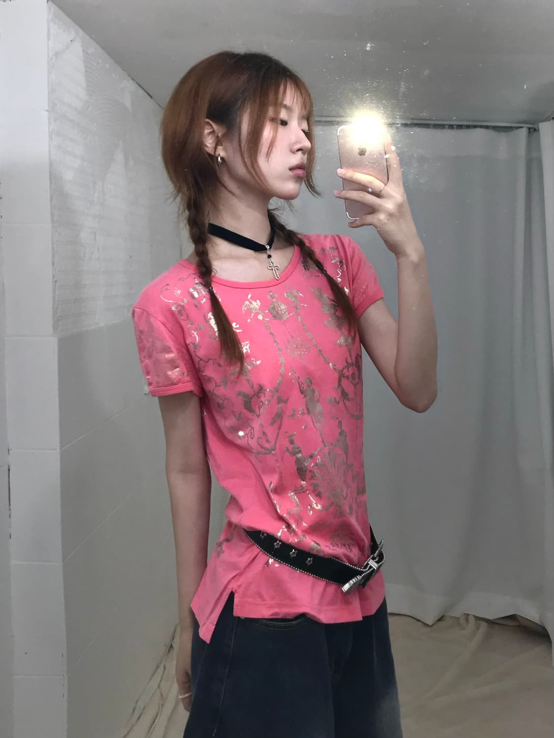 🪐 비비안웨스트우드 핑크 펑크 반팔 티셔츠 상품이미지2