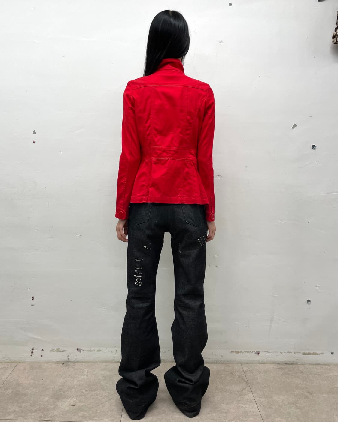 button high-neck red jacket 상품이미지5