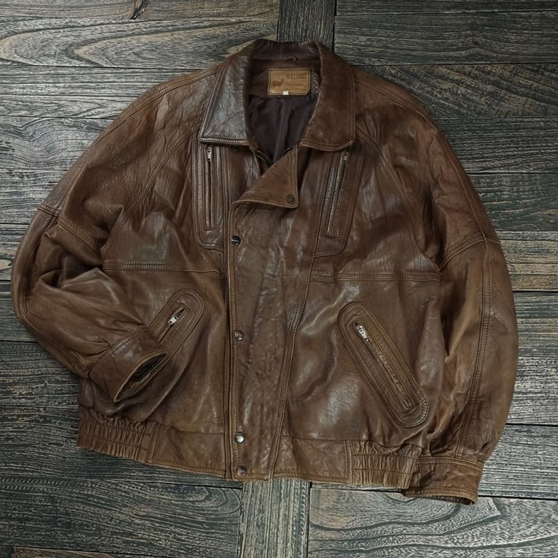 [빈티지] 리업 쉽스킨 레더 양가죽 빈티지 레더 자켓 브라운 M18173 상품이미지1