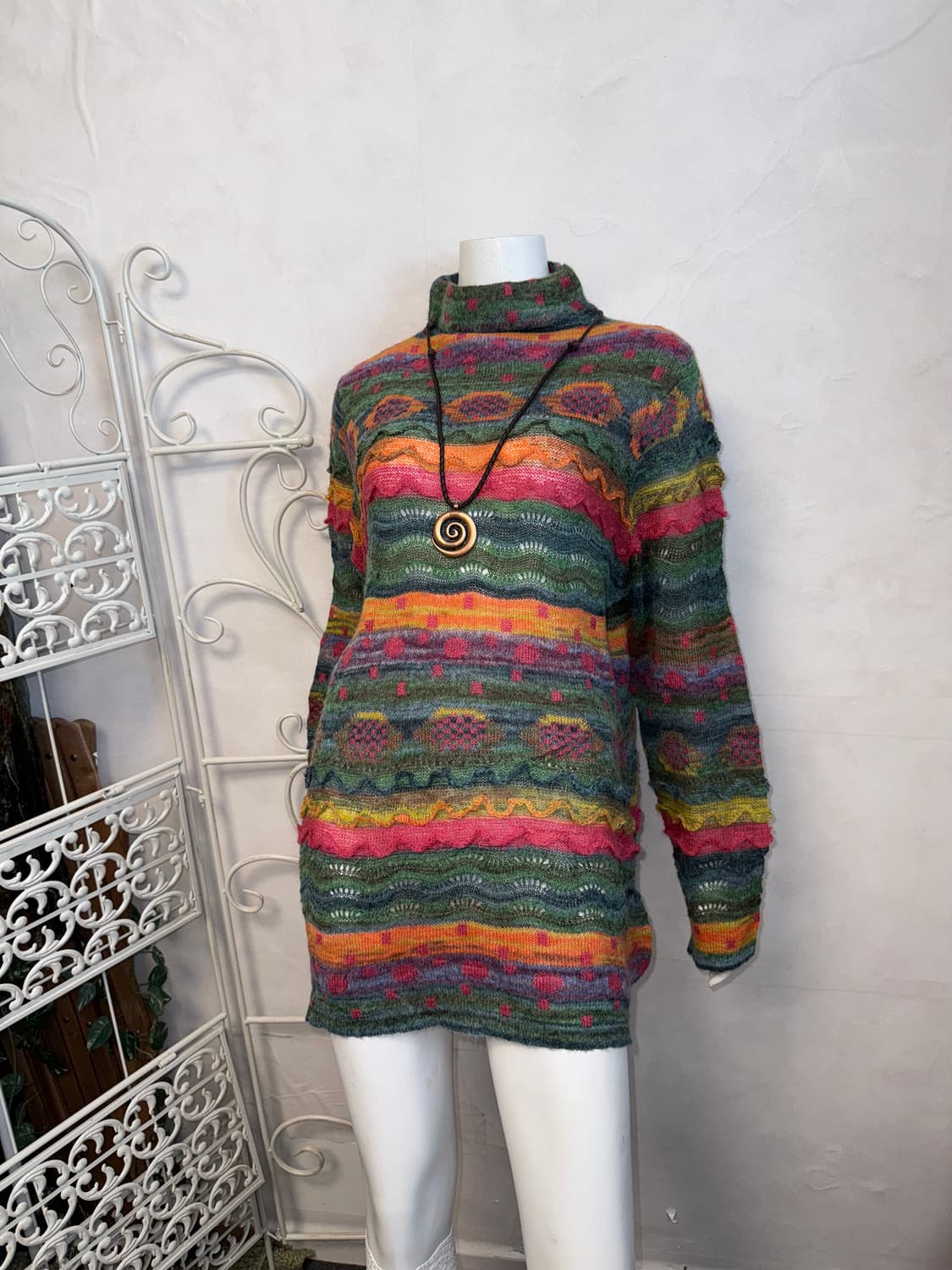 Bohemian hippie alpaca mohair knit ops 상품이미지2