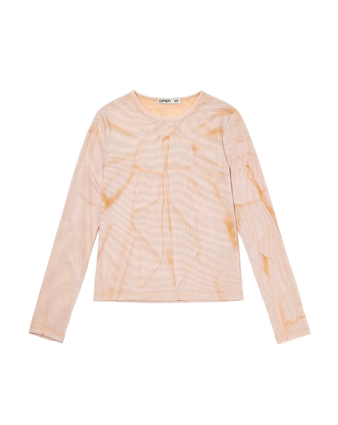 오픈와이와이 RIBBON PRINT MESH TOP 살몬 상품이미지6
