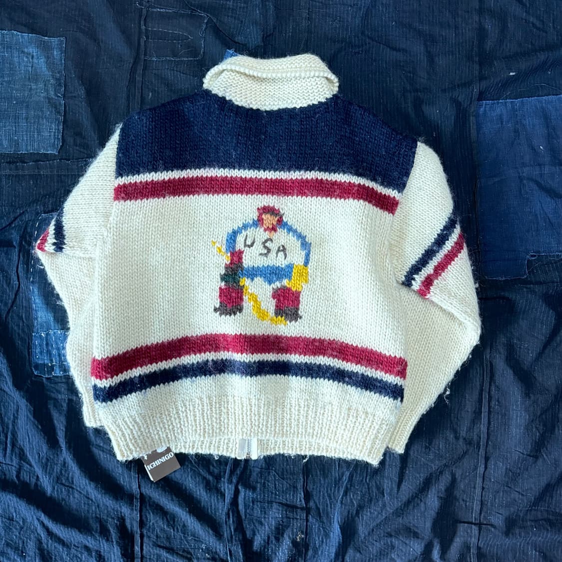 빈티지 아이스하키 패턴 코위찬 스웨터 F 상품이미지5