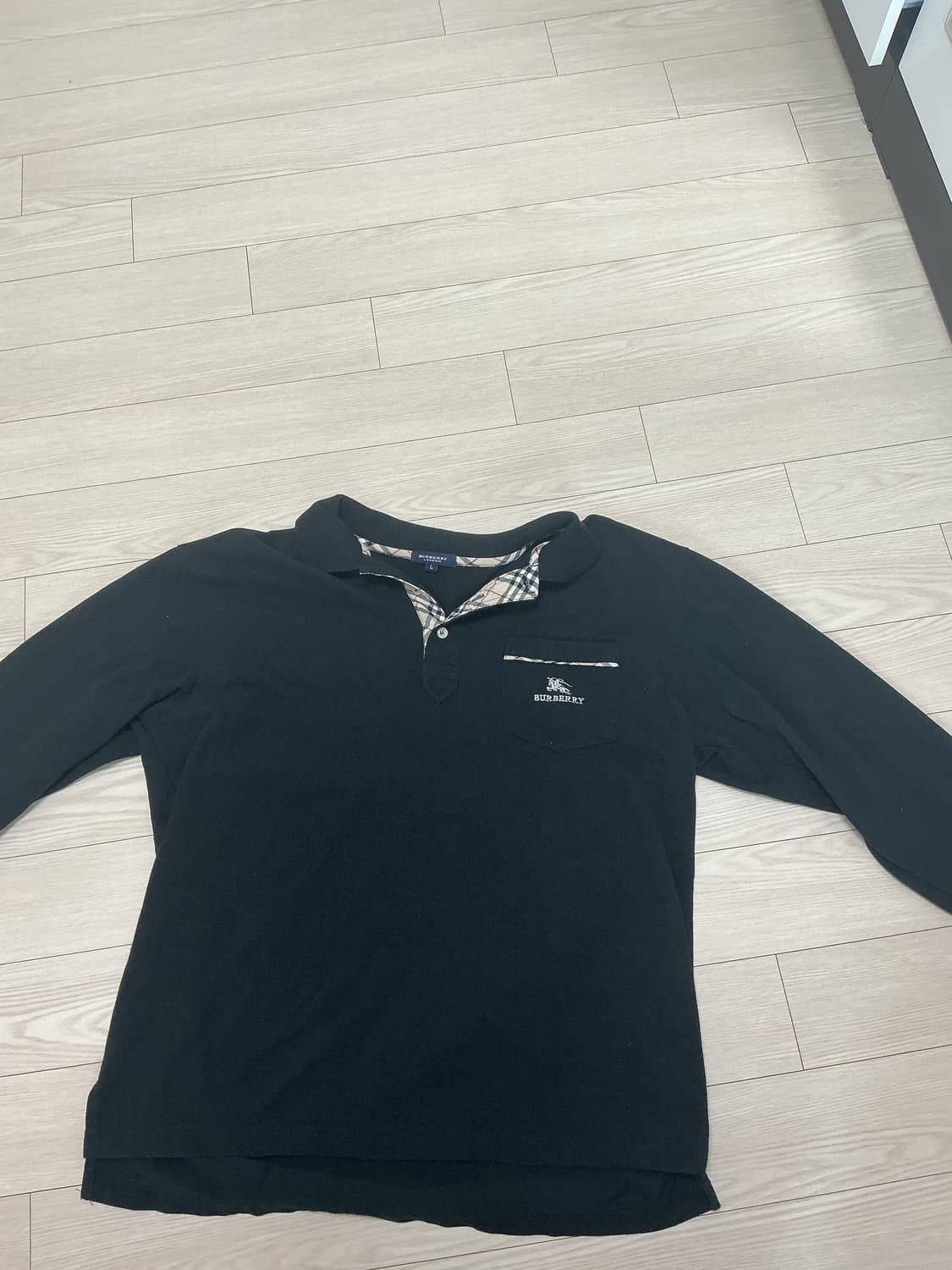 버버리 블랙 카라 폴로 셔츠 L 상품이미지1