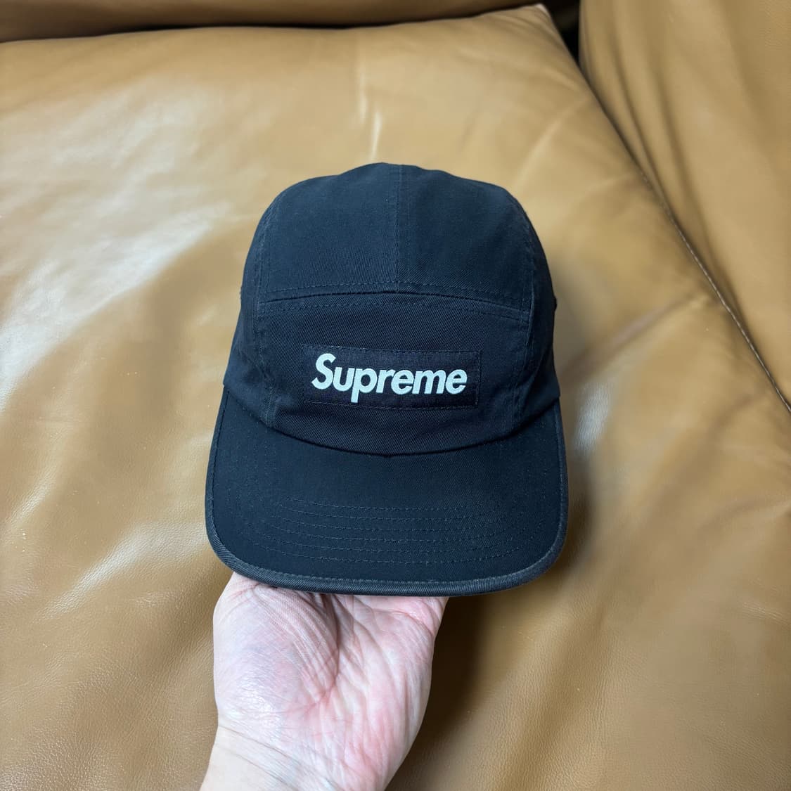 슈프림 캠프캡 모자 박스로고 워시드 블랙 상품이미지2