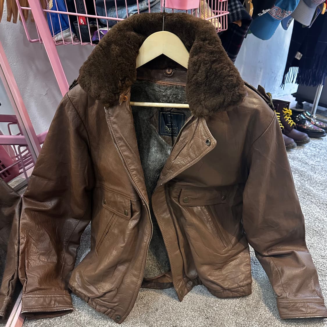 빈티지 브라운 A-2 소가죽 봄버 자켓L 상품이미지1