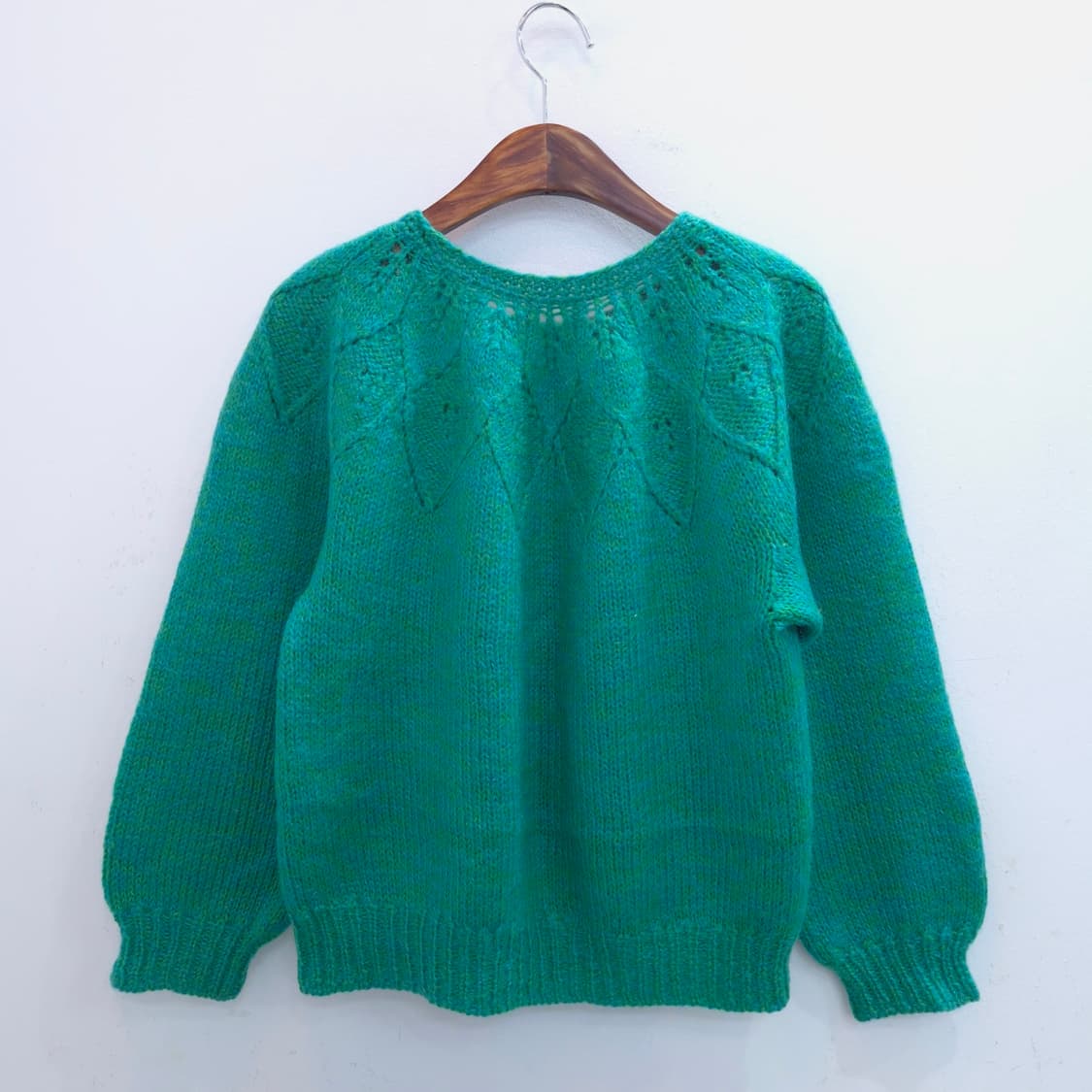 요크 패턴 둥근넥 그린 핸드메이드 니트 상품이미지8
