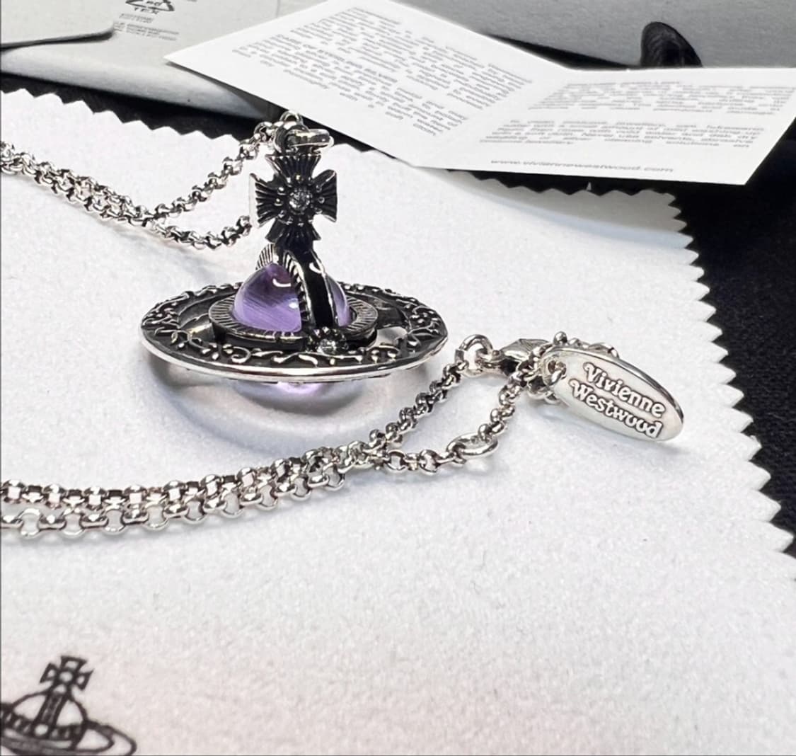 비비안웨스트우드 아카이브 퍼플 자수정 엔틱 3d orb 팬던트 목걸이 상품이미지1