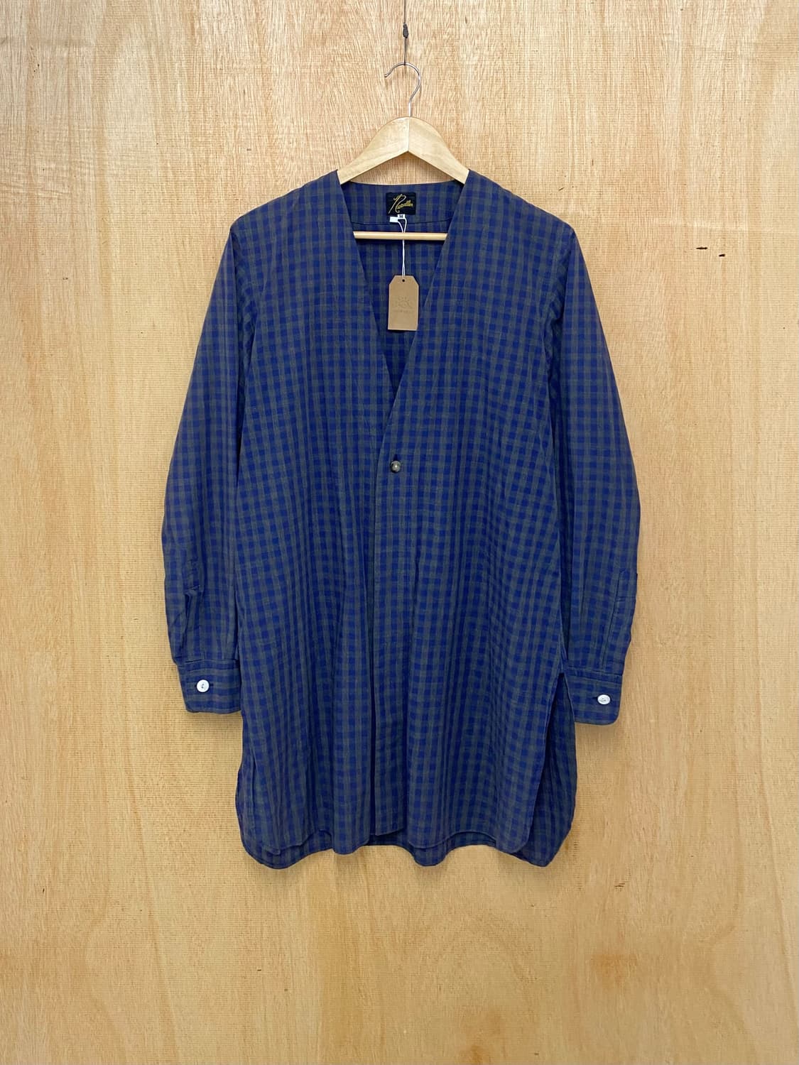 NEEDLES check collarless shirts 니들즈 카라리스 상품이미지1