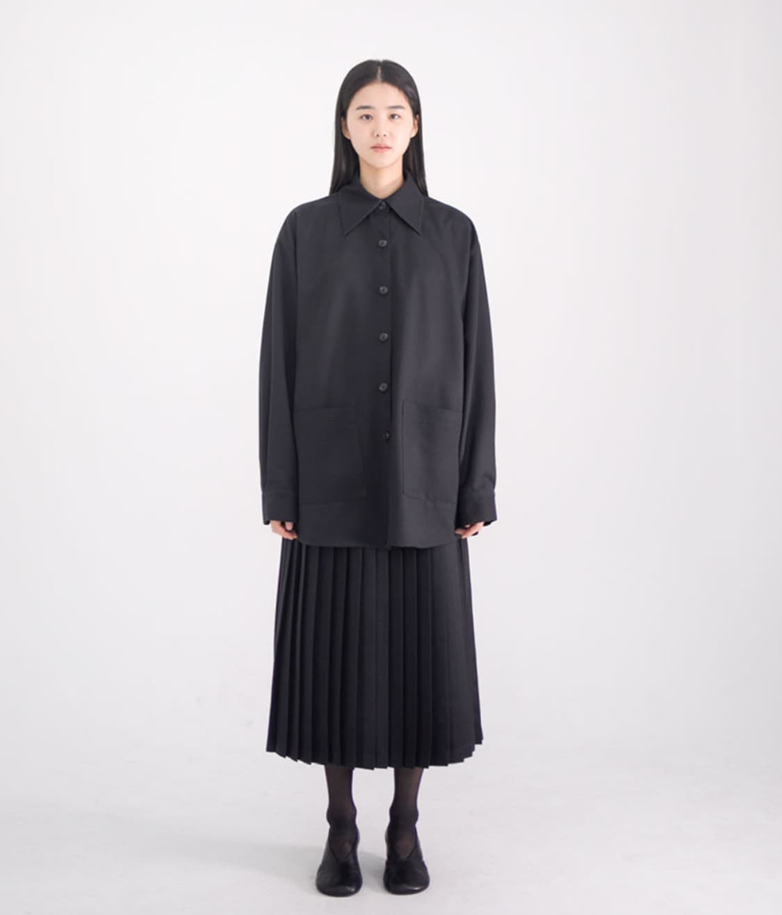 유노이아 Line Pocket Shirt black 상품이미지4