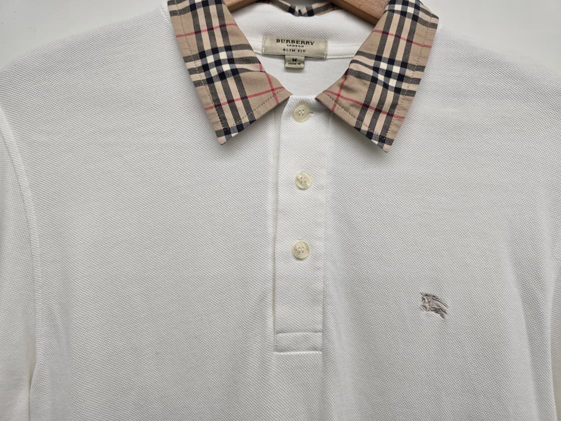 버버리 런던 슬림핏 체크칼라 롱슬리브 카라티.  싸이즈 95.  정품
 상품이미지3