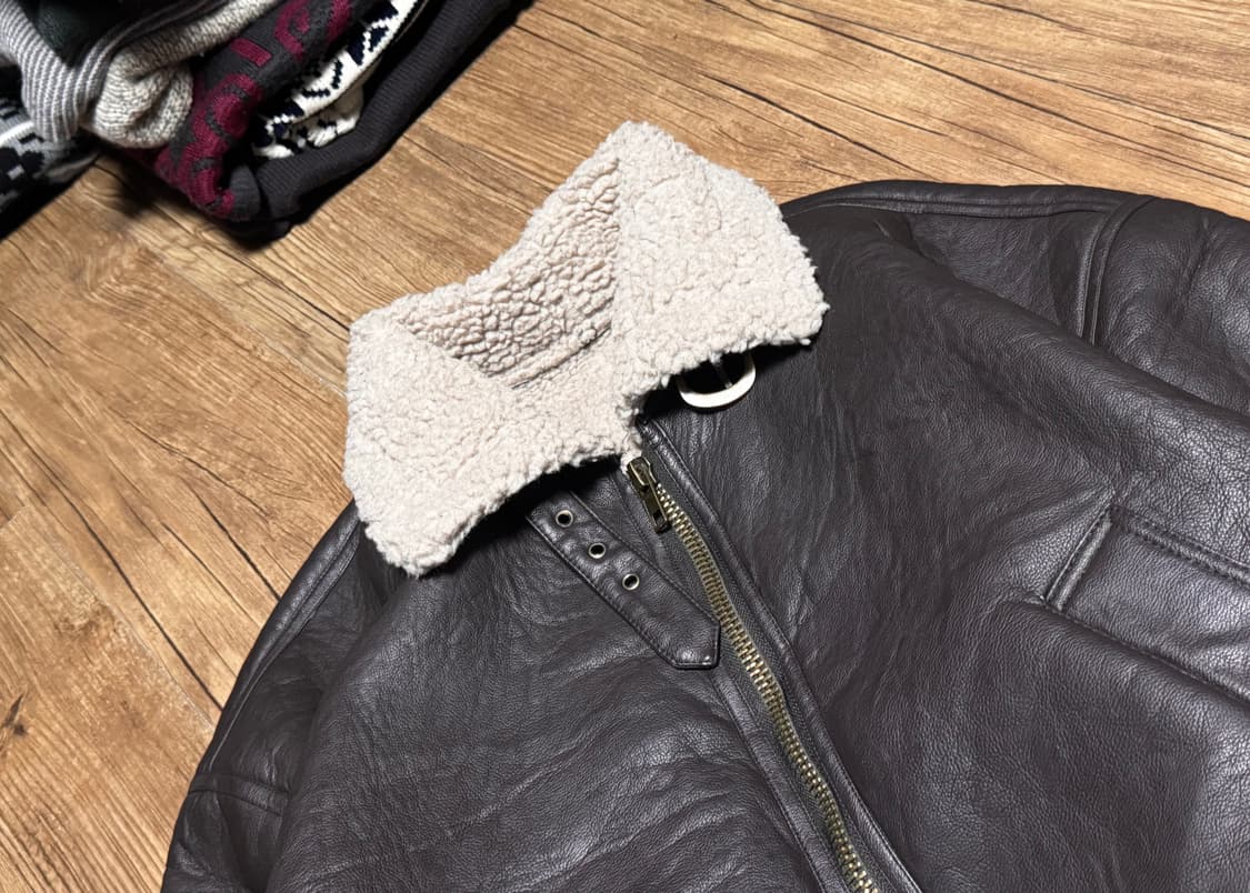 레더 브라운 무스탕 오버핏 자켓 상품이미지4