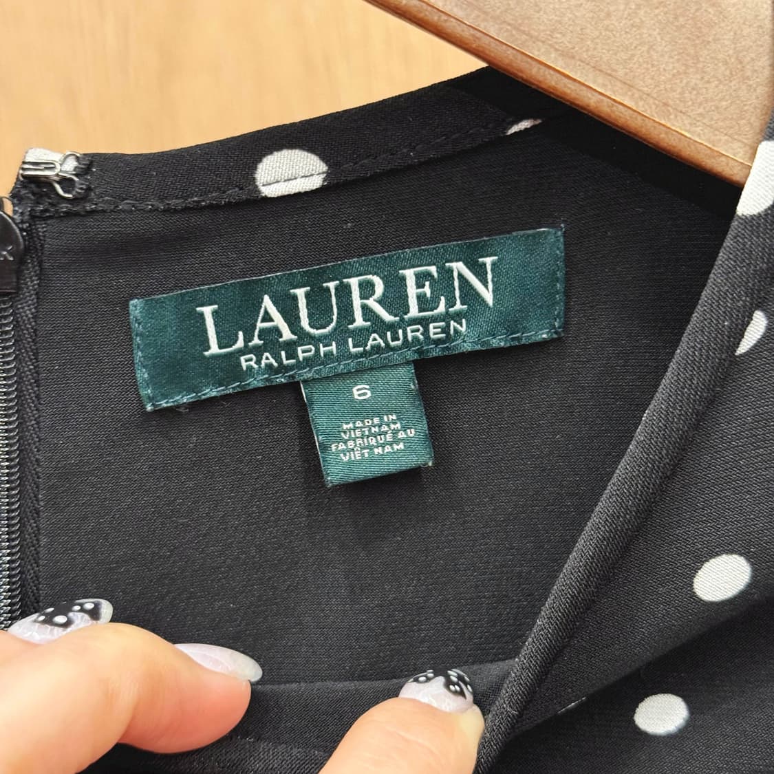 폴로 랄프 로렌 폴카 도트 허리 셔링 슬리브리스 미디 원피스 블랙 상품이미지7