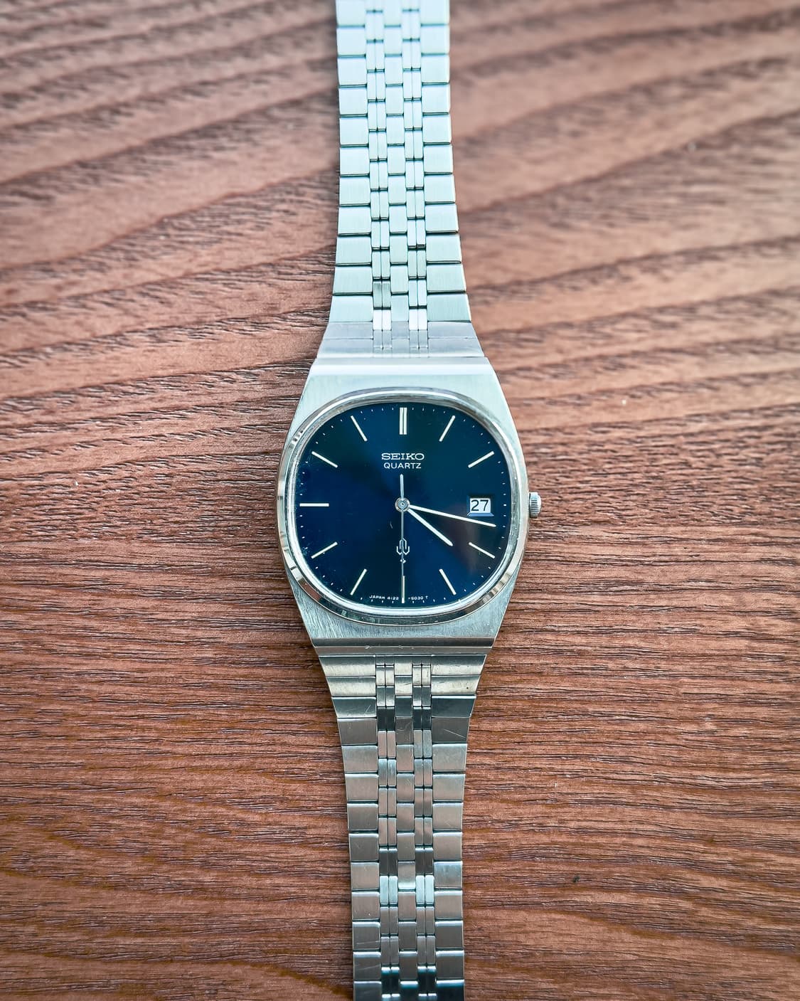[레어]빈티지 세이코 쿼츠 4122-5020 네이비 다이얼 일체형 브레이 상품이미지4