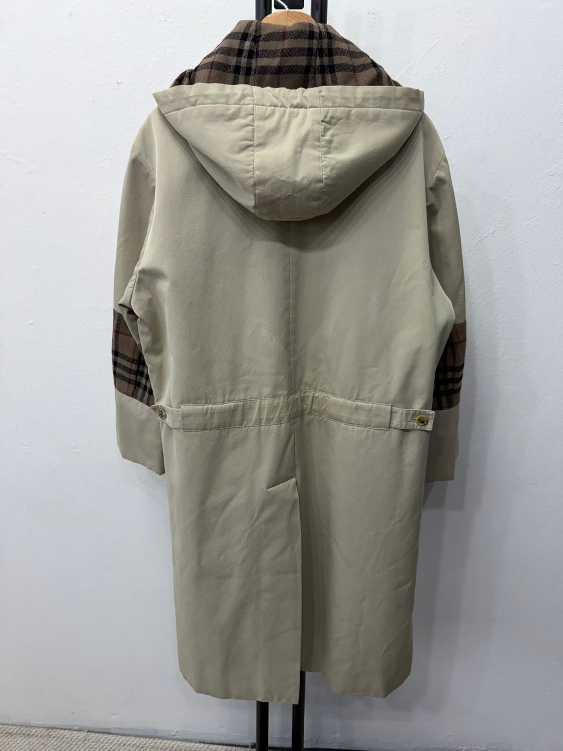 정품) 버버리 여성 체크 배색 후드 코트 66-77 상품이미지6
