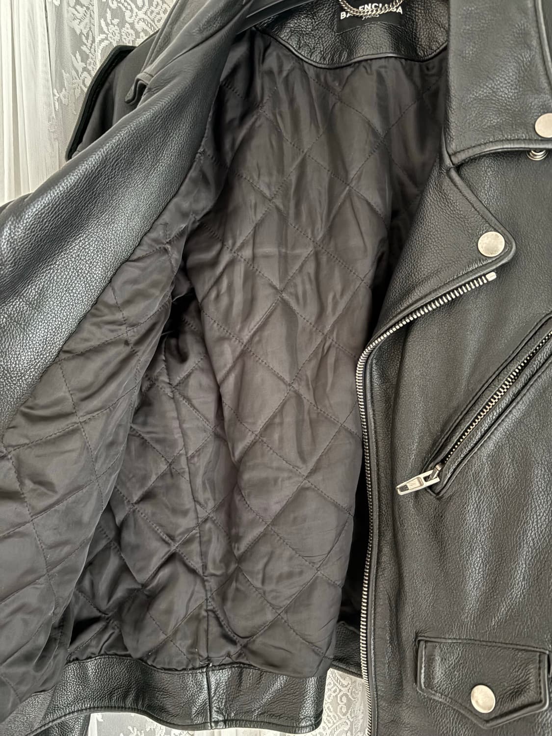 발렌시아가 암 레터링 가죽 라이더 자켓 상품이미지4