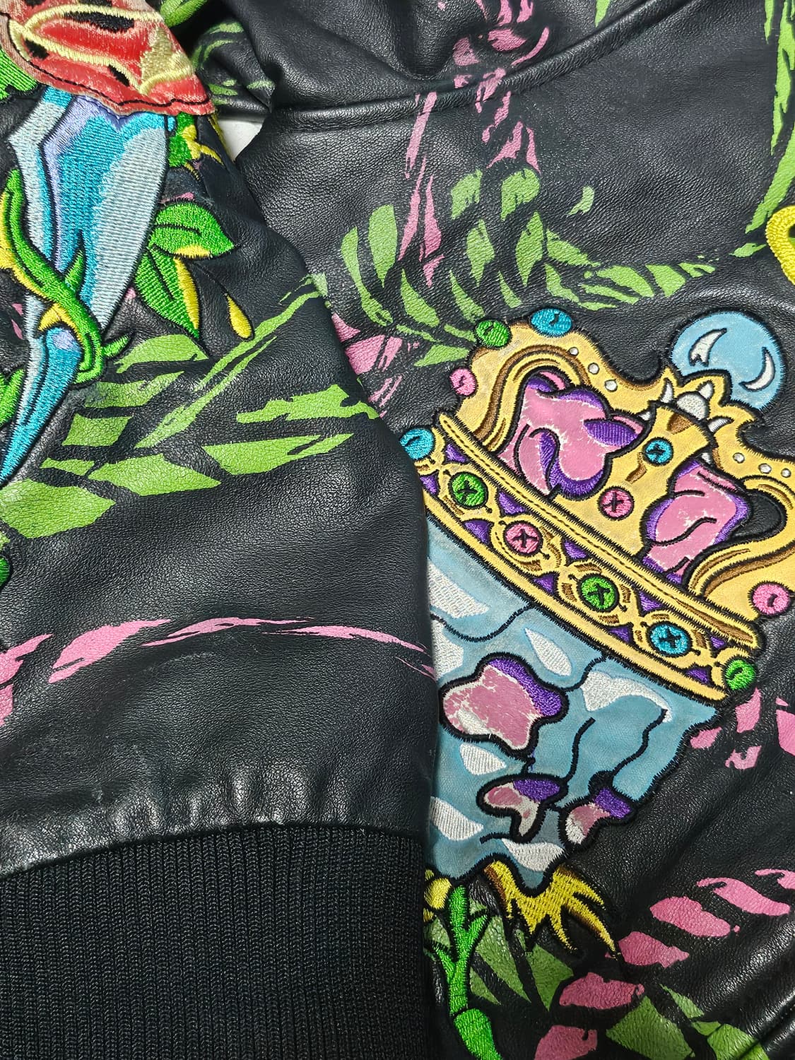 에드하디 양가죽 자수 가죽 자켓 L 상품이미지4