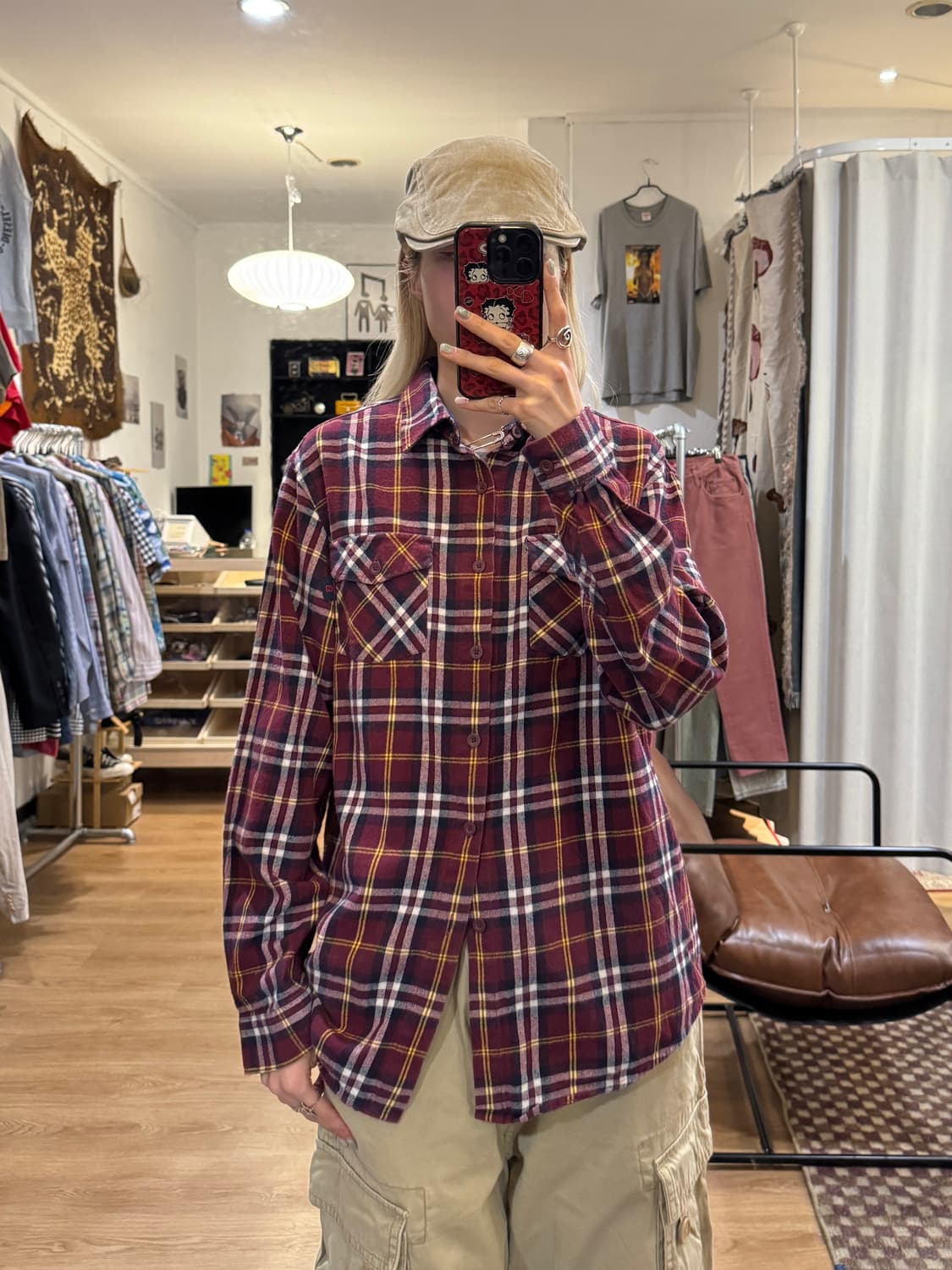 Salomon 살로몬 레드 체크 우븐 셔츠 상품이미지2