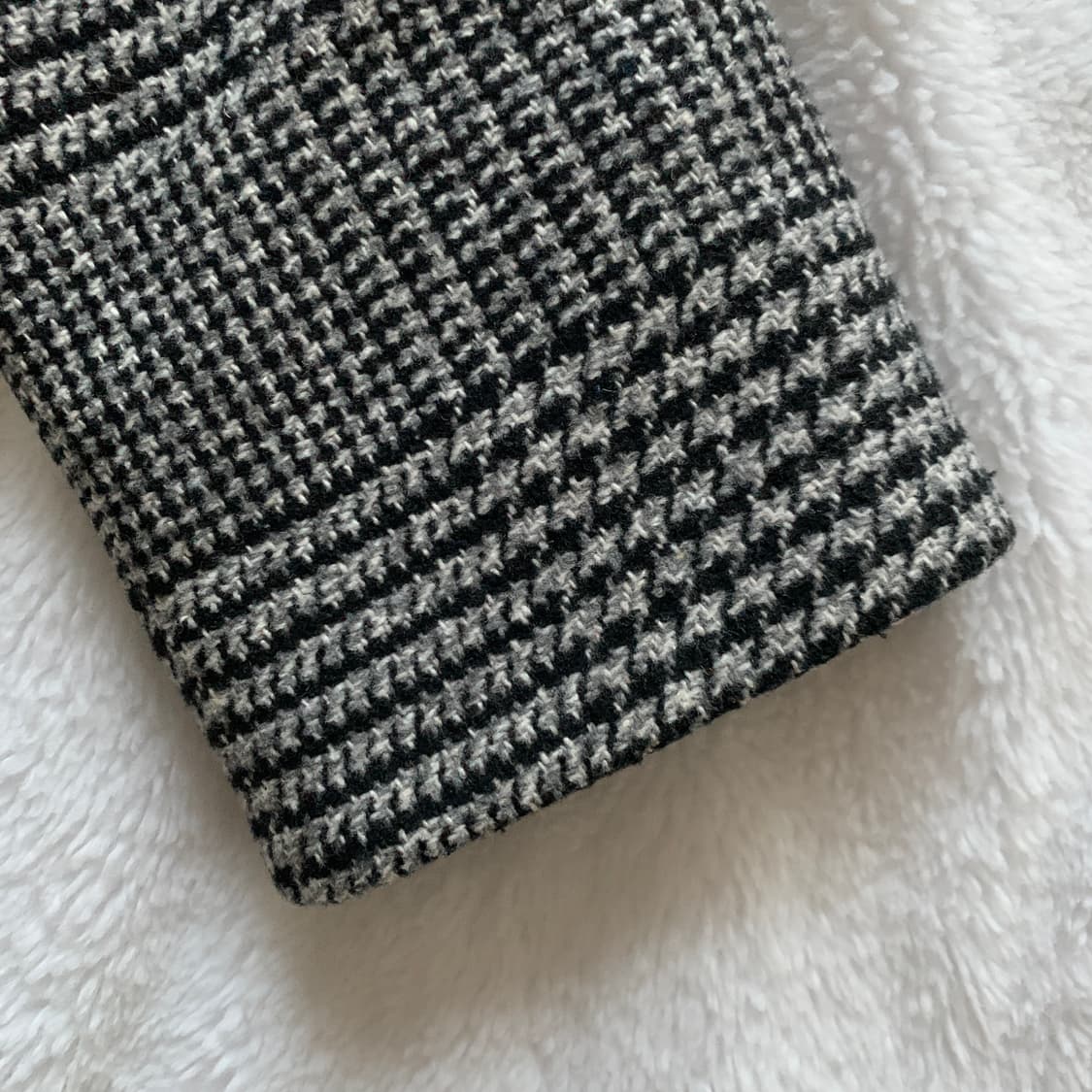 빈티지 체크 원버튼 누빔 울 롱코트 상품이미지3