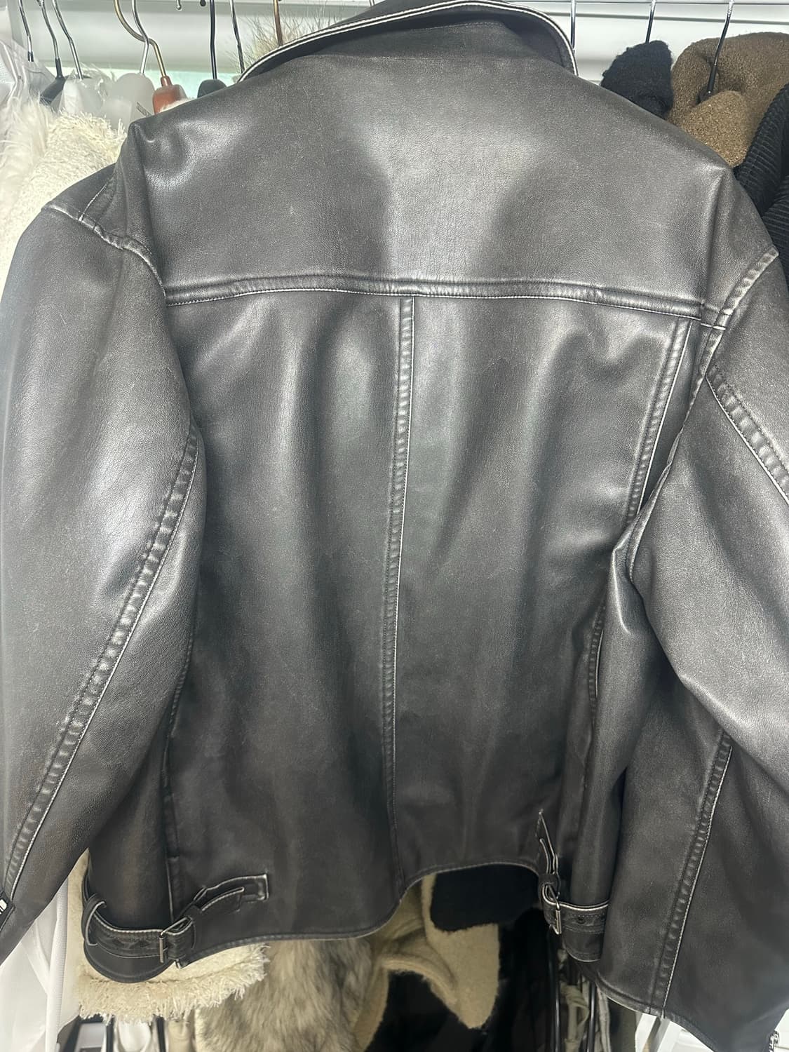 인사일런스 워시드 에코 레더 자켓 (dark brown)  상품이미지3