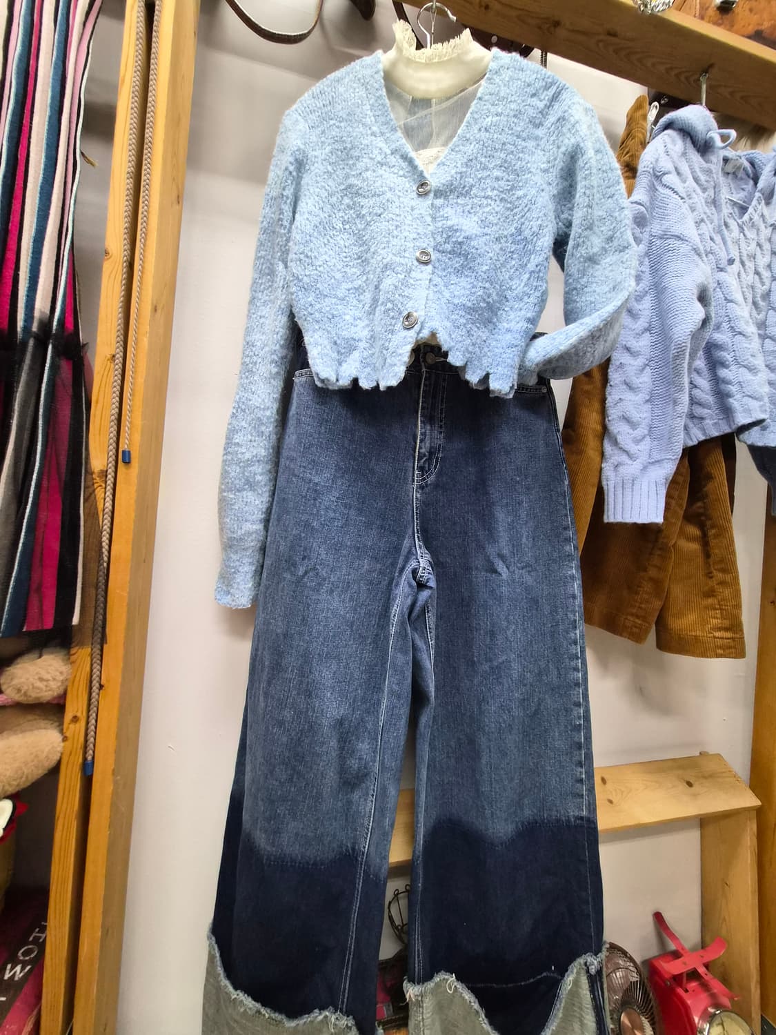 .앤더슨벨 언발컷 가디건. 디자이너 와이드데님 상품이미지1