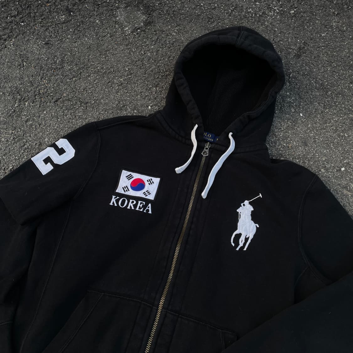 대대장 폴로 빅포니 코리아 국기 써멀 블랙 후드집업 M 상품이미지4