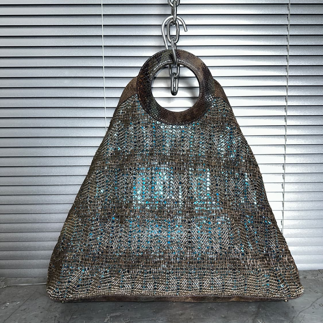 00s 게스 컬렉션 XL 레더 폴드오버 빅백 상품이미지4