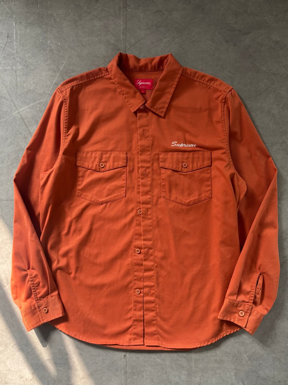 Supreme 슈프림 로고 오렌지 컬러 워크 셔츠 상품이미지3