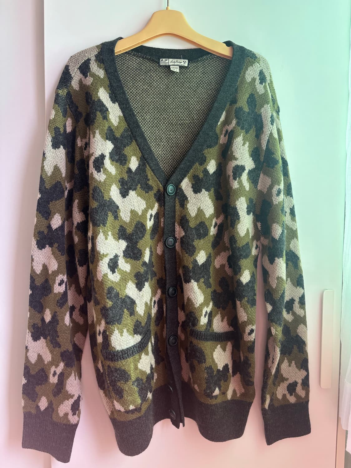 Vintage 카모 가디건 L 상품이미지1