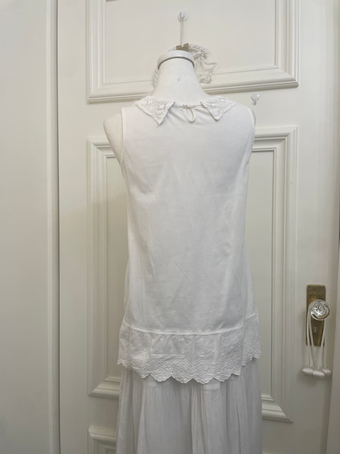SM2 white lace pleats sleeveless top 상품이미지3
