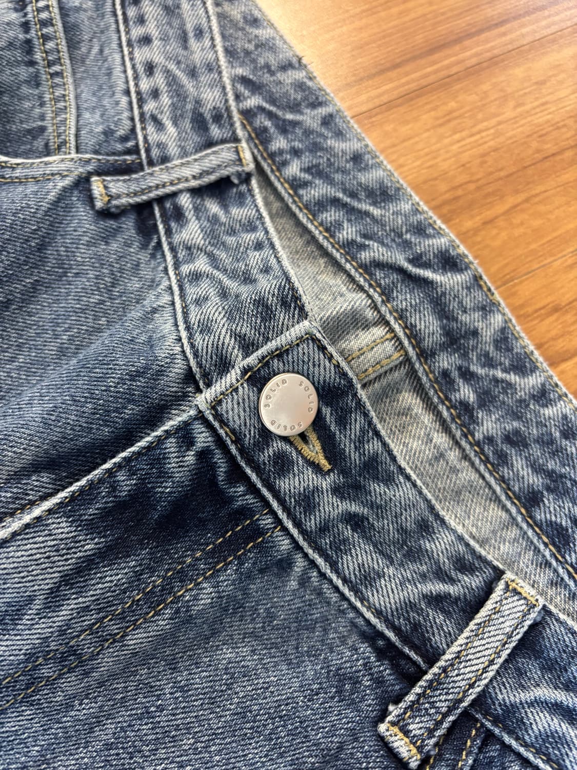 솔리드옴므 와이드 데님 팬츠 연청 상품이미지3