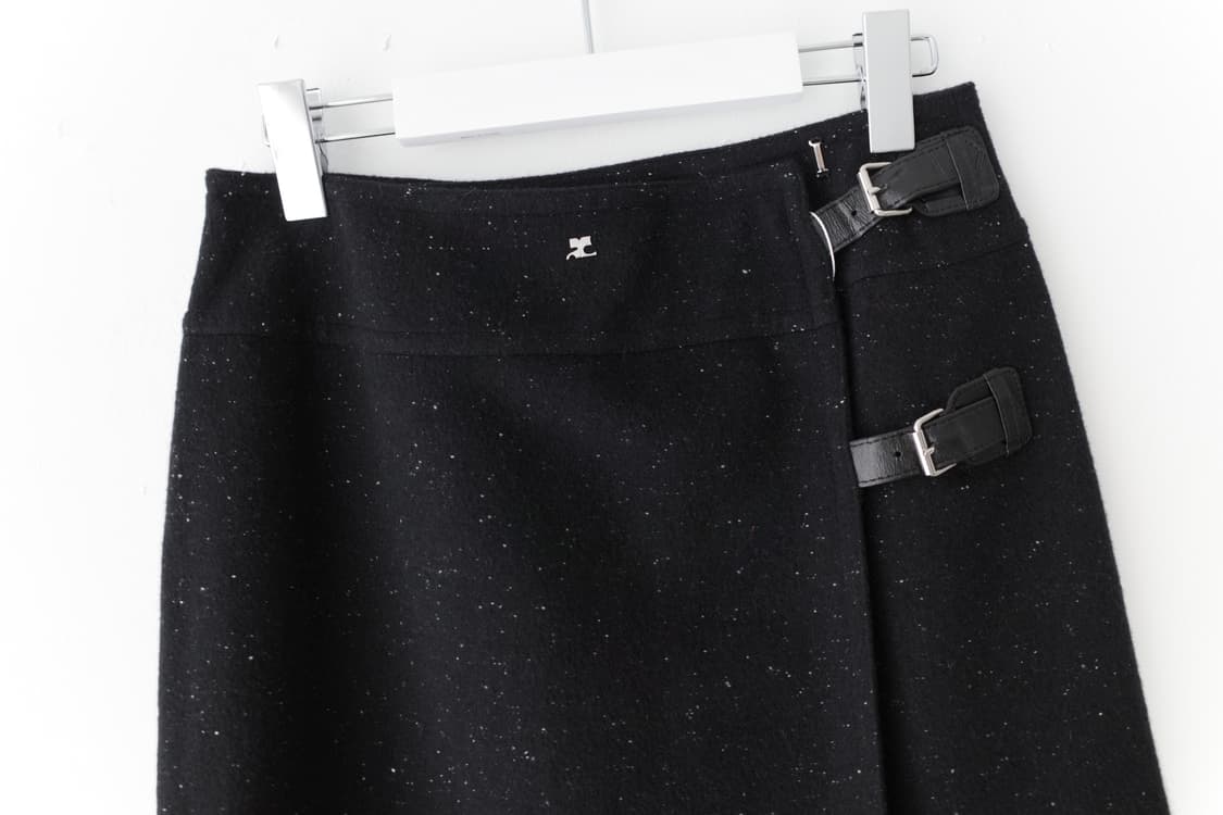 courreges) wool buckle wrap skirt  상품이미지3