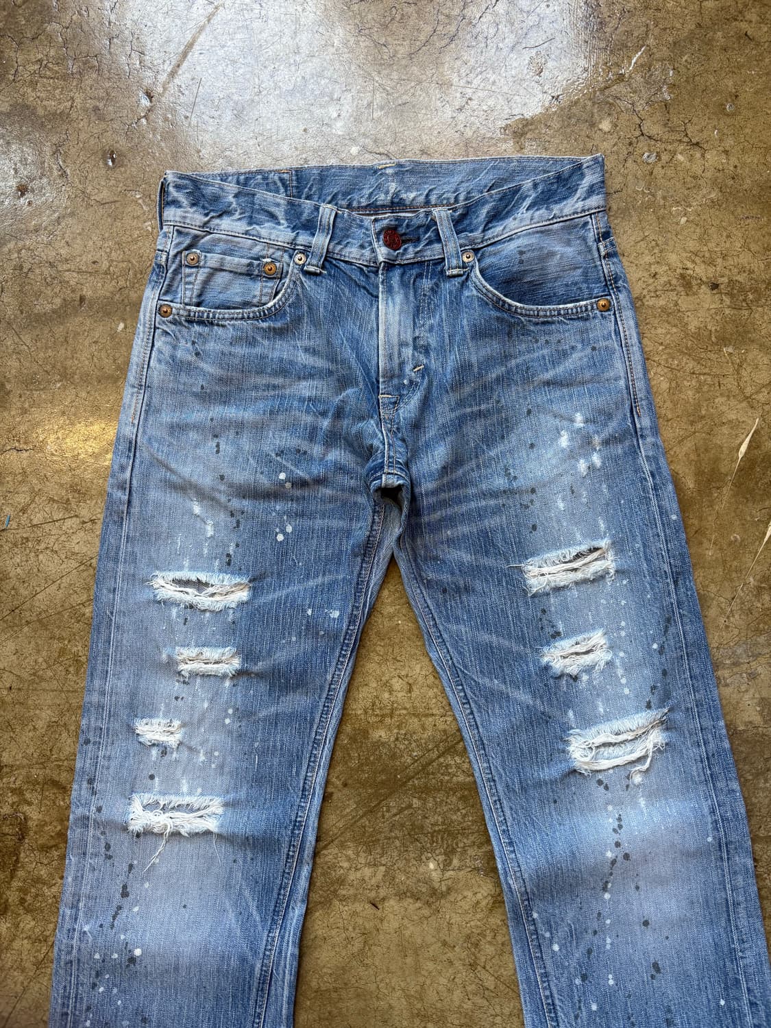 Edwin 블루 트립 데미지 페인팅 데님 상품이미지3