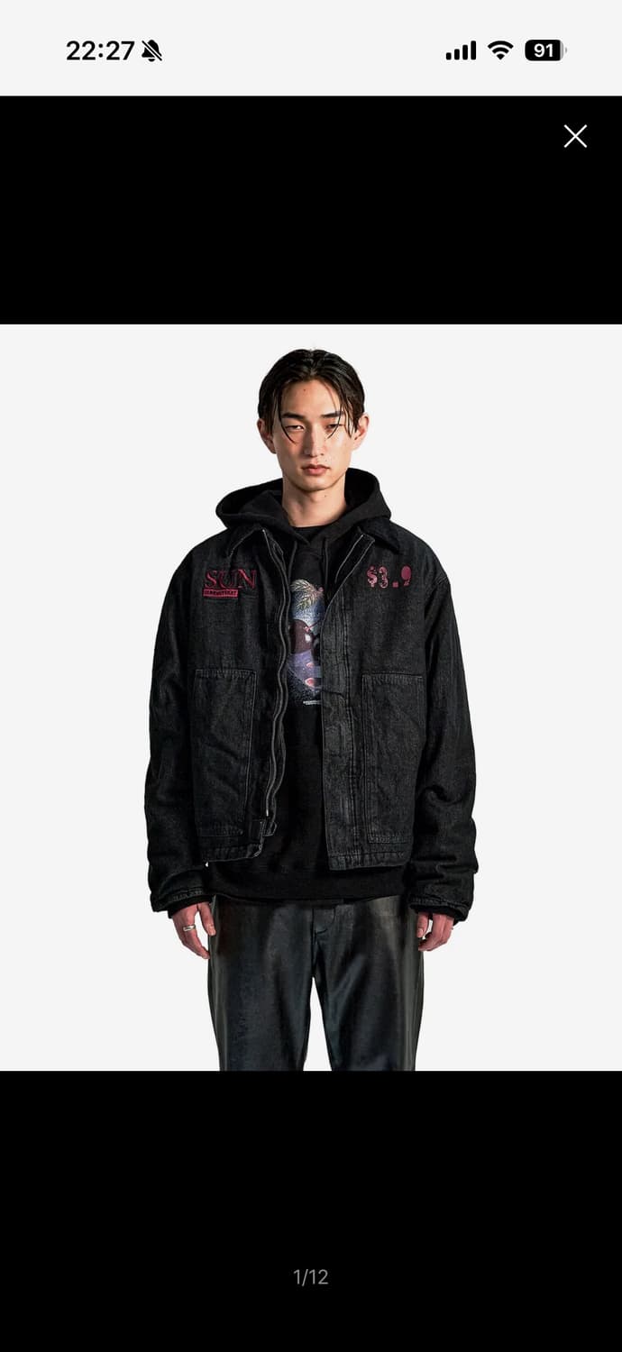 선데이후르츠마켓 SUNDAY DENIM JACKET BLACK 상품이미지1