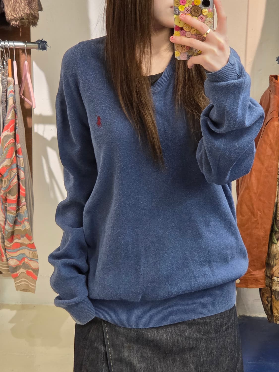 PRL 폴로 랄프로렌 피마코튼 브이넥 니트 상품이미지3