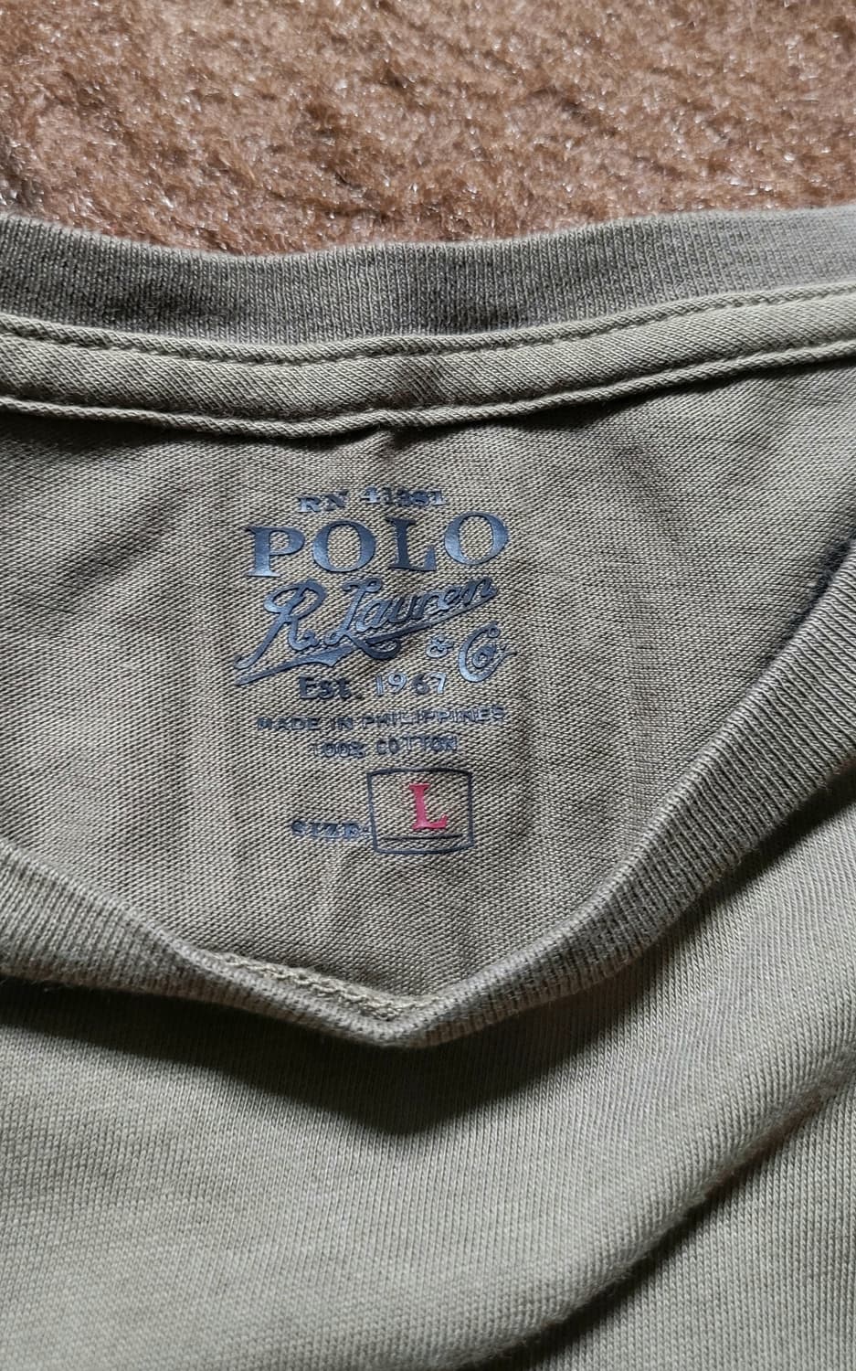 폴로 랄프로렌 남성용 카키 반팔 라운드티(L) 상품이미지8