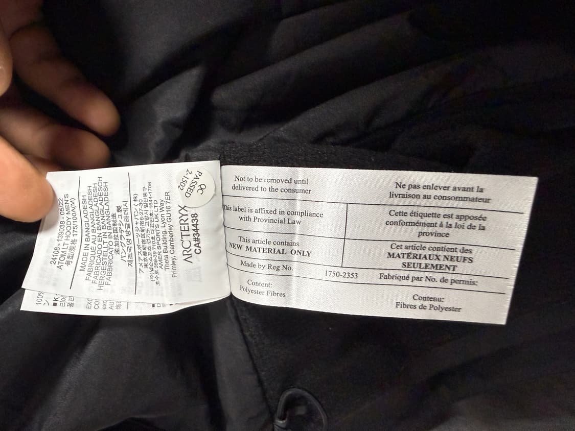 (S급) 아크테릭스 아톰 lt 후디 블랙 m 상품이미지3