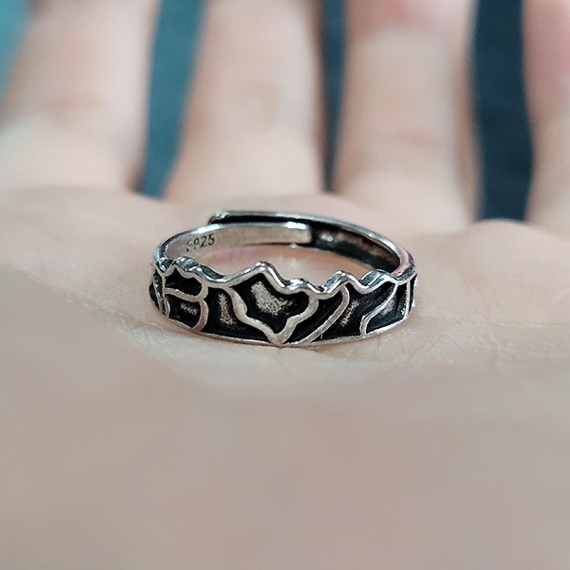 Kelran 실버 남자 엔틱 빈티지 명품 고대 산맥 자연 반지 상품이미지5