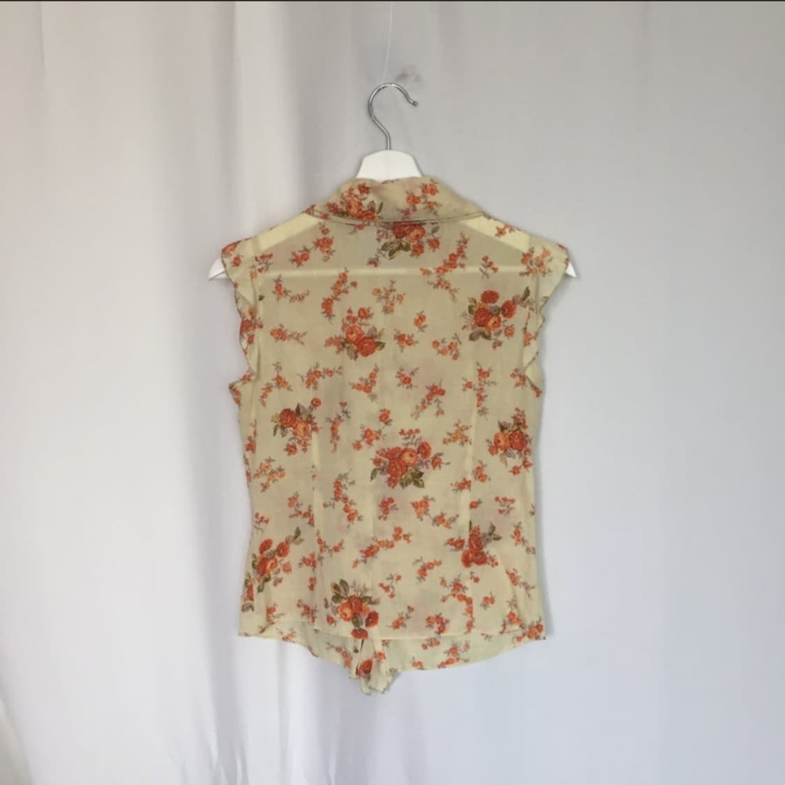 (급처)빈티지 플라워 프릴 민소매 블라우스 상품이미지4