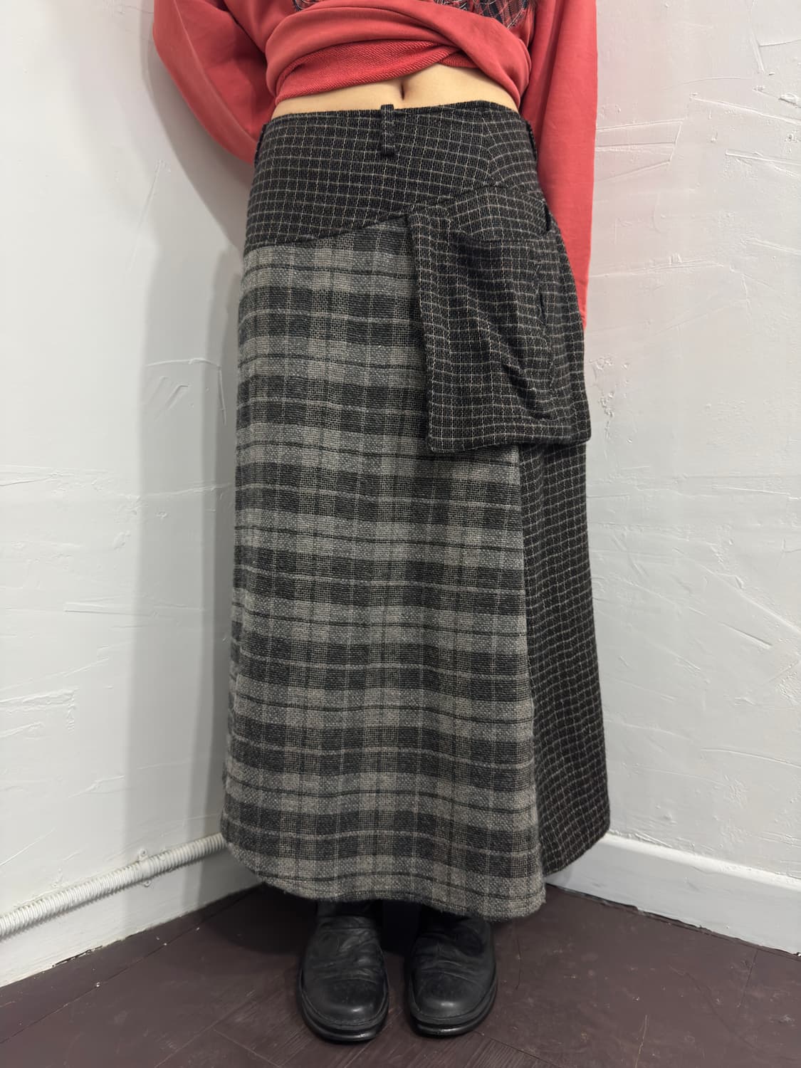 E-clat check pocket wool skirt 상품이미지4